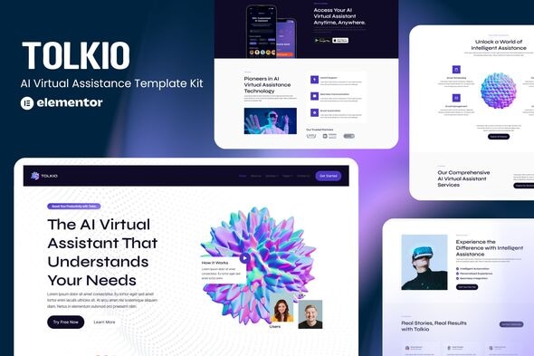 Tolkio - AI Virtual Assistance App Elementor Template Kit